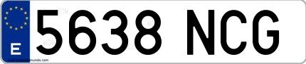Ejemplo de matrícula española 5638 NCG
