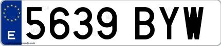Ejemplo de matrícula española 5639 BYW