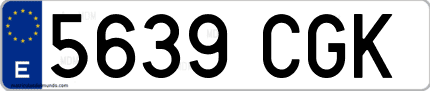 Ejemplo de matrícula de coche ordinaria 5639 CGK
