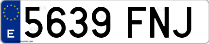 Ejemplo de matrícula de coche ordinaria 5639 FNJ