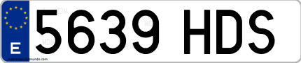 Ejemplo de matrícula de coche ordinaria 5639 HDS