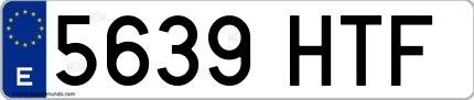 Ejemplo de matrícula española 5639 HTF