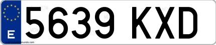 Ejemplo de matrícula española 5639 KXD