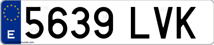 Ejemplo de matrícula de coche ordinaria 5639 LVK