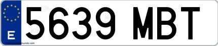 Ejemplo de matrícula española 5639 MBT