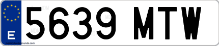 Ejemplo de matrícula de coche ordinaria 5639 MTW