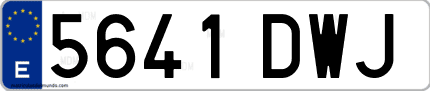 Ejemplo de matrícula de coche ordinaria 5641 DWJ