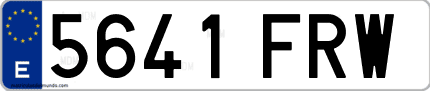 Ejemplo de matrícula de coche ordinaria 5641 FRW