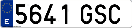 Ejemplo de matrícula de coche ordinaria 5641 GSC