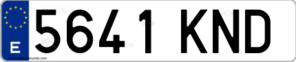 Ejemplo de matrícula de coche ordinaria 5641 KND
