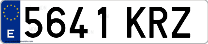 Ejemplo de matrícula de coche ordinaria 5641 KRZ