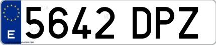 Ejemplo de matrícula española 5642 DPZ