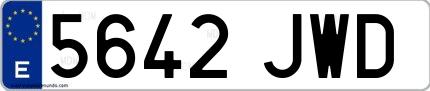 Ejemplo de matrícula española 5642 JWD