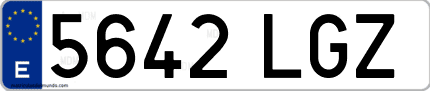 Ejemplo de matrícula de coche ordinaria 5642 LGZ