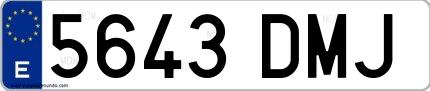 Ejemplo de matrícula española 5643 DMJ