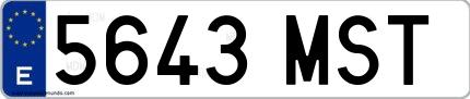 Ejemplo de matrícula española 5643 MST