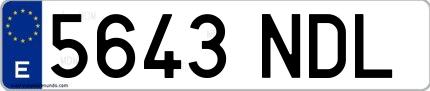Ejemplo de matrícula española 5643 NDL