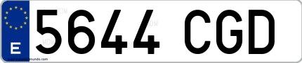 Ejemplo de matrícula española 5644 CGD