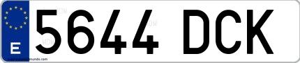 Ejemplo de matrícula de coche ordinaria 5644 DCK