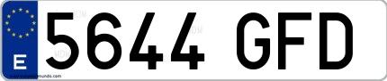Ejemplo de matrícula española 5644 GFD
