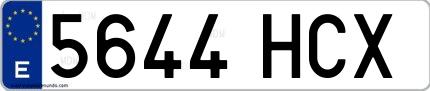 Ejemplo de matrícula española 5644 HCX