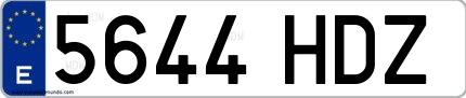 Ejemplo de matrícula española 5644 HDZ