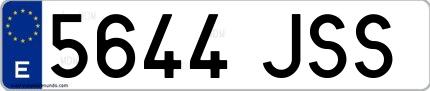 Ejemplo de matrícula española 5644 JSS