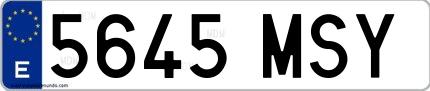 Ejemplo de matrícula española 5645 MSY