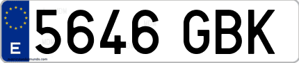 Ejemplo de matrícula de coche ordinaria 5646 GBK