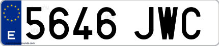 Ejemplo de matrícula de coche ordinaria 5646 JWC
