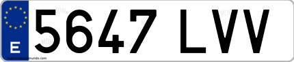Ejemplo de matrícula de coche ordinaria 5647 LVV
