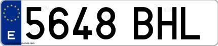 Ejemplo de matrícula española 5648 BHL