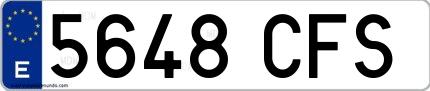 Ejemplo de matrícula española 5648 CFS