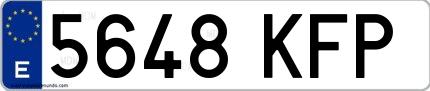 Ejemplo de matrícula española 5648 KFP