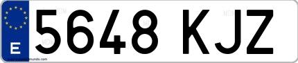 Ejemplo de matrícula española 5648 KJZ