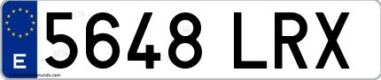 Ejemplo de matrícula española 5648 LRX