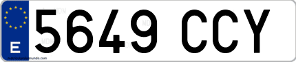 Ejemplo de matrícula de coche ordinaria 5649 CCY