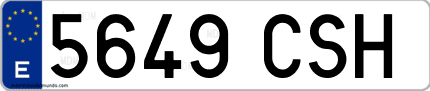 Ejemplo de matrícula de coche ordinaria 5649 CSH