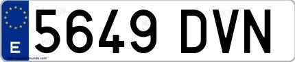 Ejemplo de matrícula española 5649 DVN