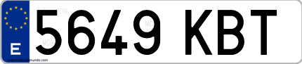 Ejemplo de matrícula de coche ordinaria 5649 KBT