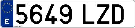 Ejemplo de matrícula española 5649 LZD