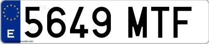 Ejemplo de matrícula española 5649 MTF