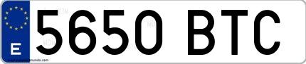 Ejemplo de matrícula española 5650 BTC