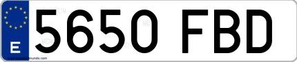 Ejemplo de matrícula española 5650 FBD
