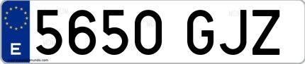 Ejemplo de matrícula española 5650 GJZ
