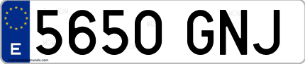 Ejemplo de matrícula de coche ordinaria 5650 GNJ