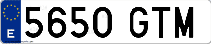 Ejemplo de matrícula de coche ordinaria 5650 GTM