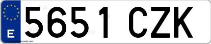 Ejemplo de matrícula española 5651 CZK