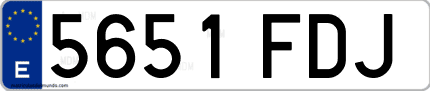 Ejemplo de matrícula de coche ordinaria 5651 FDJ