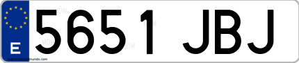 Ejemplo de matrícula de coche ordinaria 5651 JBJ